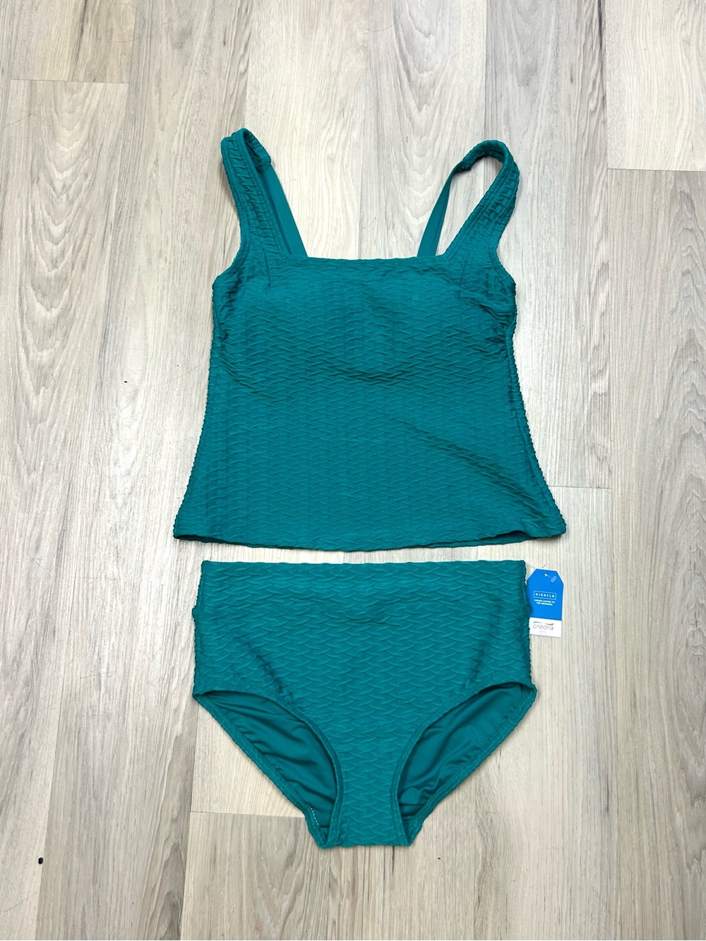 NEW Land's End 2 piece swimsuit Women Sz 6 Tankini Teal Textured Built In Bra - Picture 15 of 15